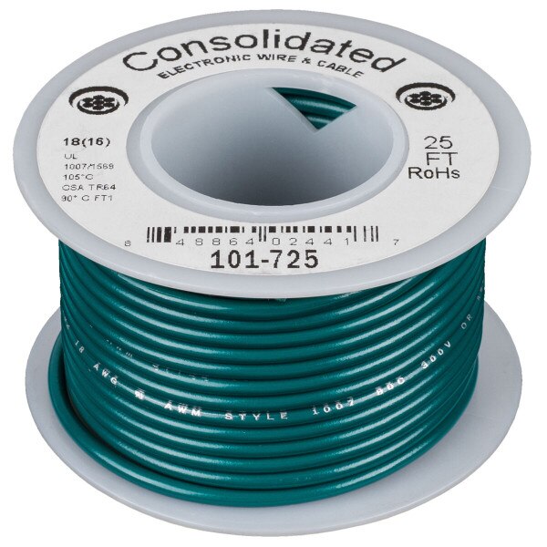 Main product image for Consolidated Stranded 18 AWG Hook-Up Wire 25 ft. Gre 101-725